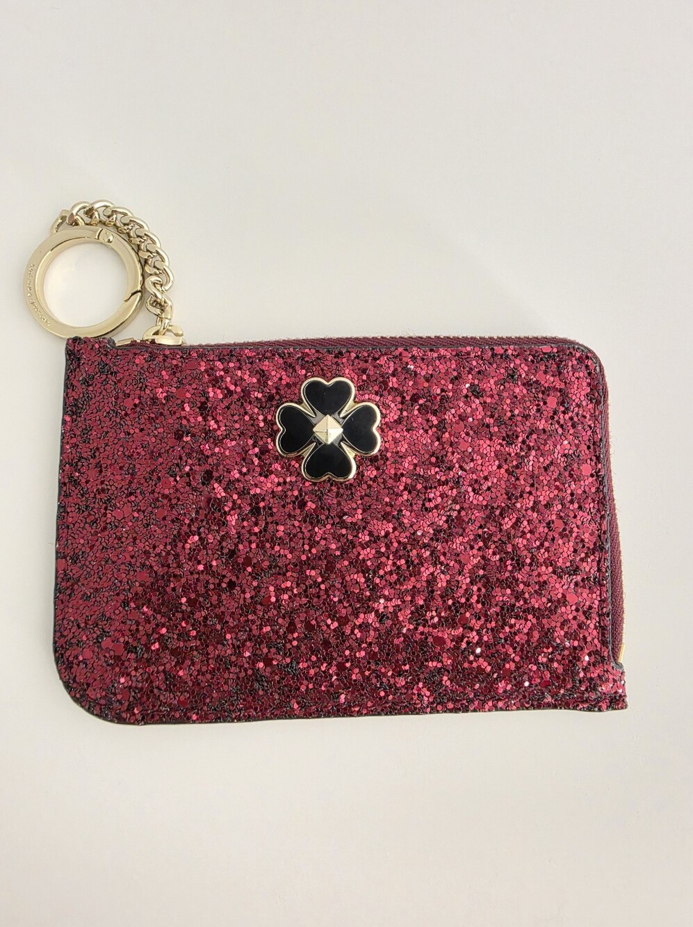 Kate Spade Odette glitter card holder key ring bitsy cherry